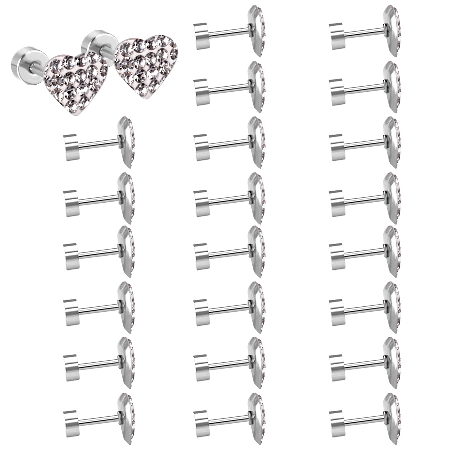 12 pairs 9mm steel/golden heart shaped sludge mix/five colors/white white sludge screw plugs asonjewelry